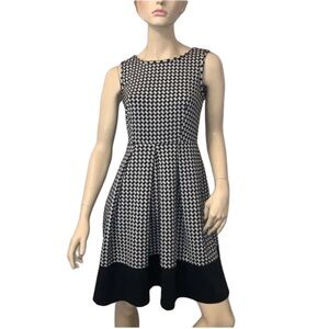 Calvin‎ Klein Black and White Houndstooth Midi Dress Size 10